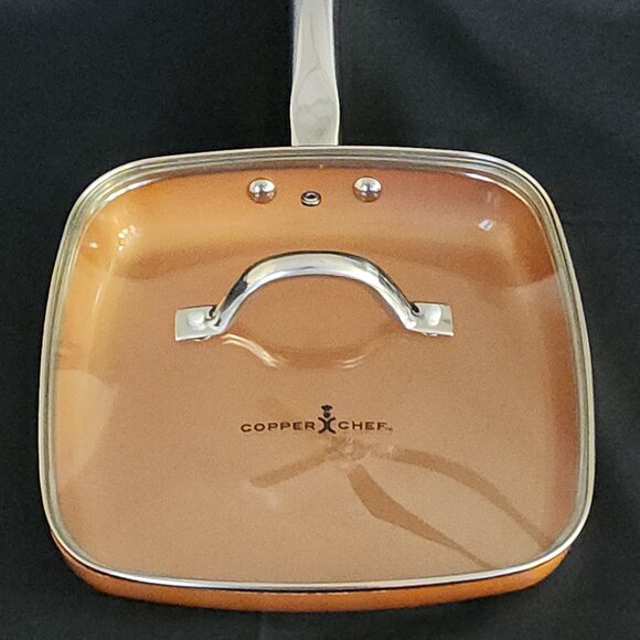 Copper Chef 9.5" Square Skillet/Frying Pan Non-Stick with Vented Lid - Picture 1 of 12